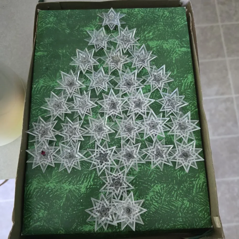 Vintage Sears Christmas Tree Light Set 30 Double Star Reflectors 36
